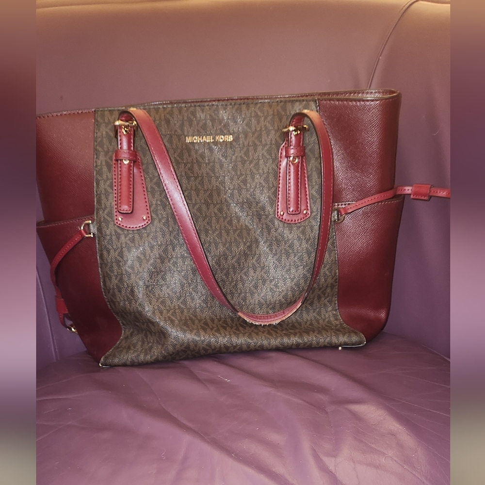 Michael Kors Burgundy and Brown Tote
